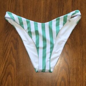 Victoria's Secret Green and White Striped Bikini Bottom